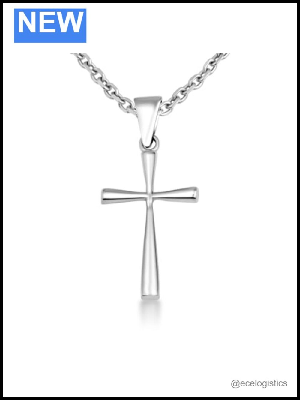 .925 Sterling Silver Flared Cross Pendant Charm Unisex